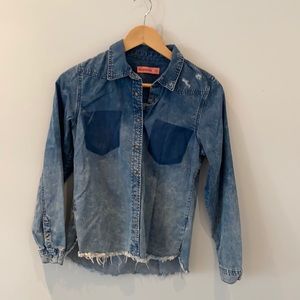 Blank NYC distressed jean shirt girls XL